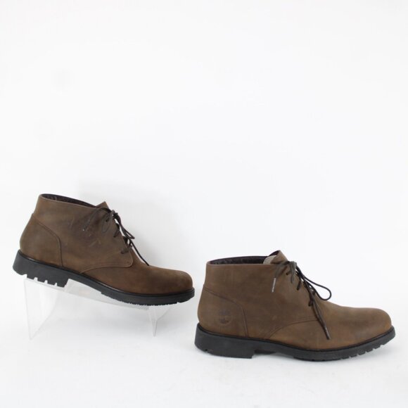 Timberland Sz 9 Dark Brown Weatherproof Lace Up Leather Fabric Lined Ankle Boot - Picture 13 of 16